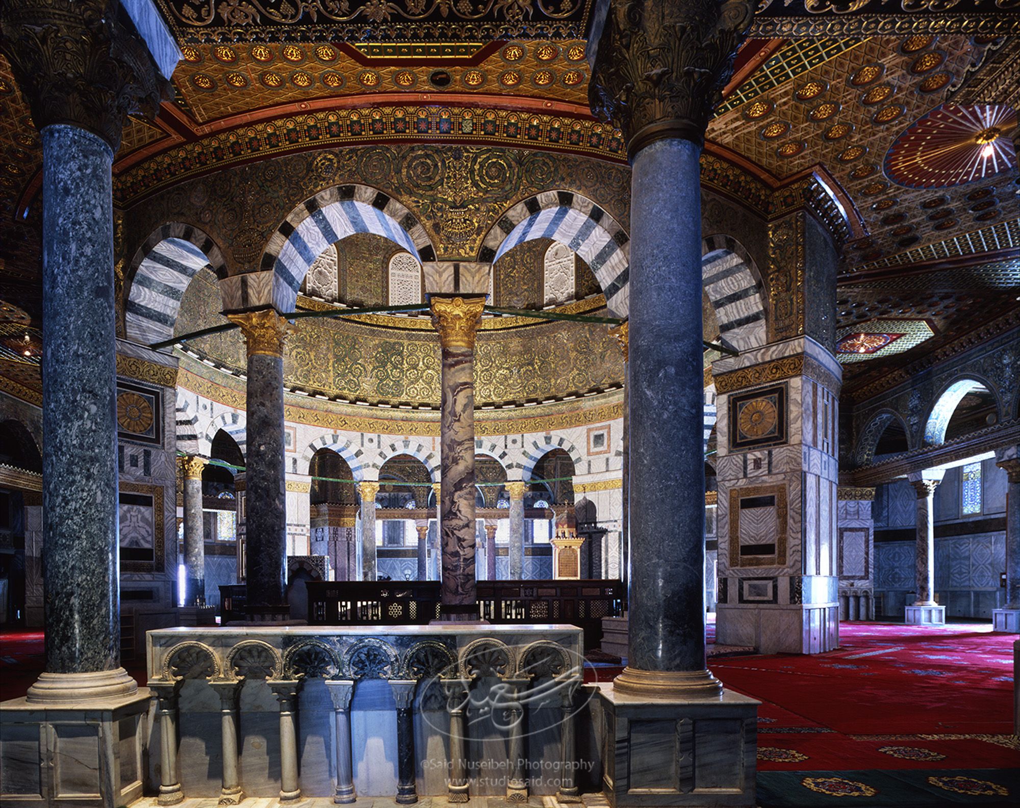 <i>Qubbat al-Sakhra</i> / Dome of the Rock. Seven-<i>mihrab</i> screen in the <i>Masjid al-Aqsa</i>, Old City Jerusalem <i>alQuds</i>.