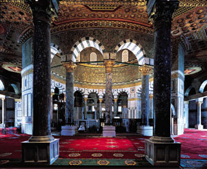 Dome of the Rock, full interior view from qibla door