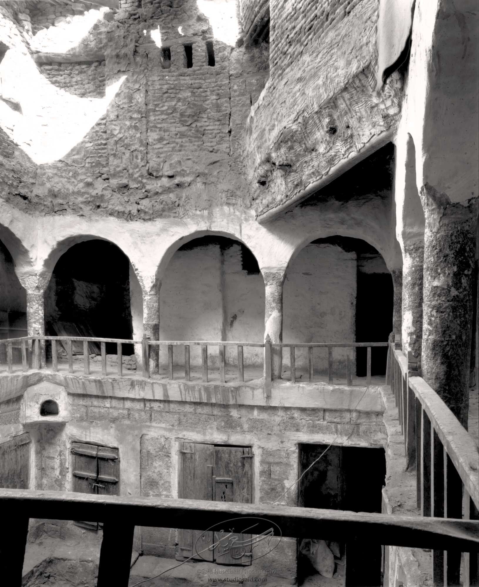 Caravansery from 2nd floor balcony, the lodging for itinerant traders. Old City Sana'a