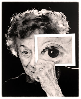 Ruth Bernhard and Eye. 2000/2001, toned silver print, signed recto, photographer's stamp verso, 10.5"x8.5"